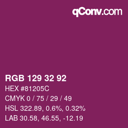 Farbcode: RGB 129 32 92 | qconv.com