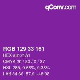 Color code: RGB 129 33 161 | qconv.com