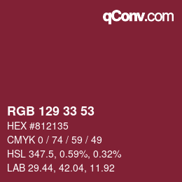 カラーコード: RGB 129 33 53 | qconv.com