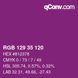颜色代码: RGB 129 35 120 | qconv.com