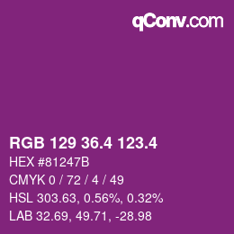 カラーコード: RGB 129 36.4 123.4 | qconv.com