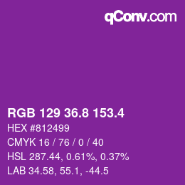 カラーコード: RGB 129 36.8 153.4 | qconv.com