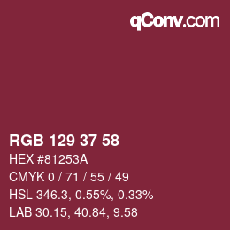 カラーコード: RGB 129 37 58 | qconv.com