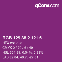 カラーコード: RGB 129 38.2 121.6 | qconv.com