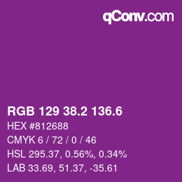 カラーコード: RGB 129 38.2 136.6 | qconv.com