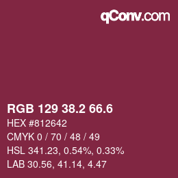 カラーコード: RGB 129 38.2 66.6 | qconv.com