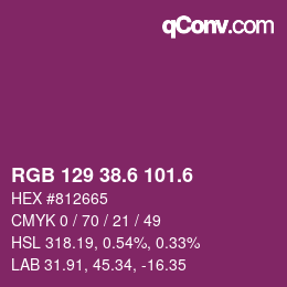 カラーコード: RGB 129 38.6 101.6 | qconv.com