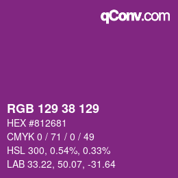 Color code: RGB 129 38 129 | qconv.com