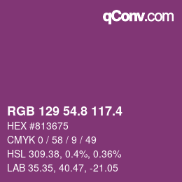 カラーコード: RGB 129 54.8 117.4 | qconv.com