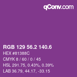 カラーコード: RGB 129 56.2 140.6 | qconv.com