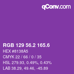 カラーコード: RGB 129 56.2 165.6 | qconv.com