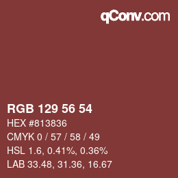 カラーコード: RGB 129 56 54 | qconv.com