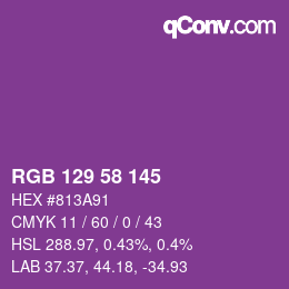 颜色代码: RGB 129 58 145 | qconv.com
