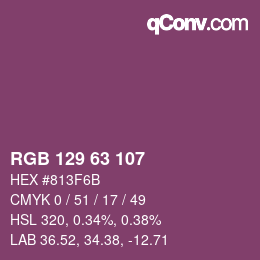 カラーコード: RGB 129 63 107 | qconv.com