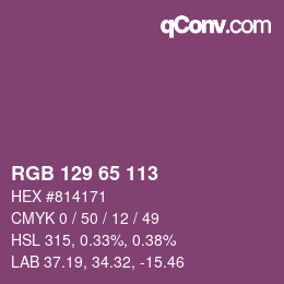 Color code: RGB 129 65 113 | qconv.com