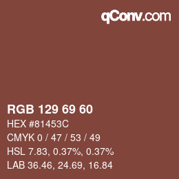 Color code: RGB 129 69 60 | qconv.com