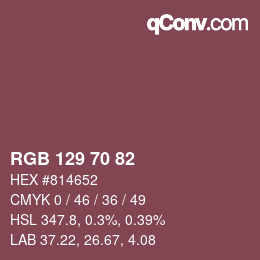 颜色代码: RGB 129 70 82 | qconv.com