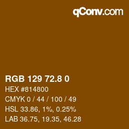 Color code: RGB 129 72.8 0 | qconv.com
