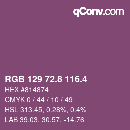 カラーコード: RGB 129 72.8 116.4 | qconv.com