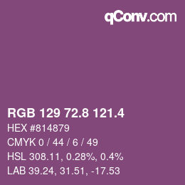 カラーコード: RGB 129 72.8 121.4 | qconv.com