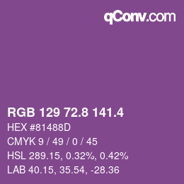 カラーコード: RGB 129 72.8 141.4 | qconv.com