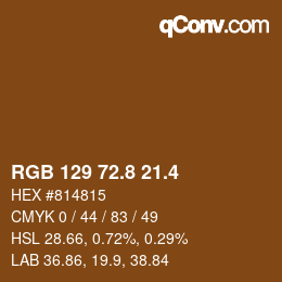 カラーコード: RGB 129 72.8 21.4 | qconv.com