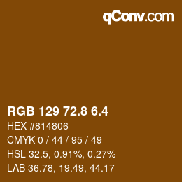 カラーコード: RGB 129 72.8 6.4 | qconv.com