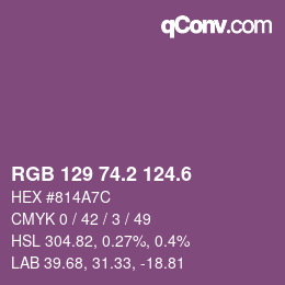 カラーコード: RGB 129 74.2 124.6 | qconv.com