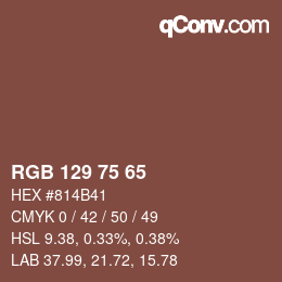 颜色代码: RGB 129 75 65 | qconv.com