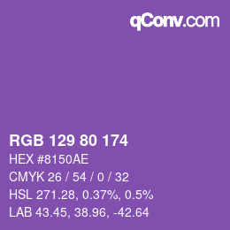カラーコード: RGB 129 80 174 | qconv.com