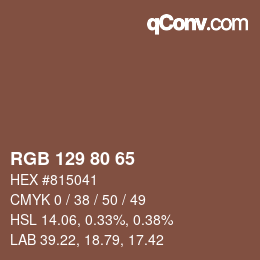 颜色代码: RGB 129 80 65 | qconv.com