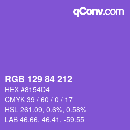 Farbcode: RGB 129 84 212 | qconv.com