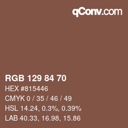 颜色代码: RGB 129 84 70 | qconv.com