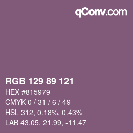 Color code: RGB 129 89 121 | qconv.com