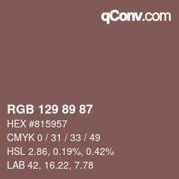 Código de color: RGB 129 89 87 | qconv.com