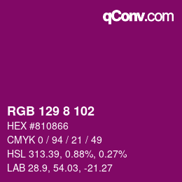 Color code: RGB 129 8 102 | qconv.com