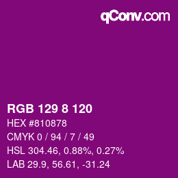 颜色代码: RGB 129 8 120 | qconv.com