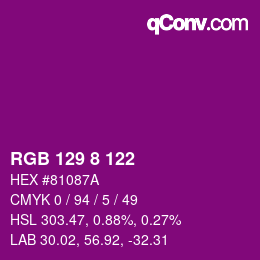 Color code: RGB 129 8 122 | qconv.com