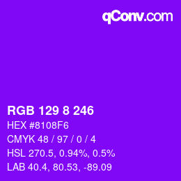 カラーコード: RGB 129 8 246 | qconv.com