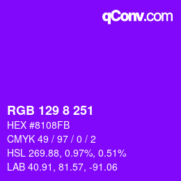 Color code: RGB 129 8 251 | qconv.com