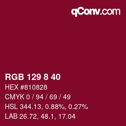 カラーコード: RGB 129 8 40 | qconv.com