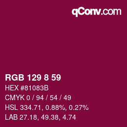 カラーコード: RGB 129 8 59 | qconv.com