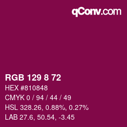 カラーコード: RGB 129 8 72 | qconv.com