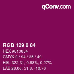 カラーコード: RGB 129 8 84 | qconv.com