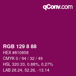 カラーコード: RGB 129 8 88 | qconv.com