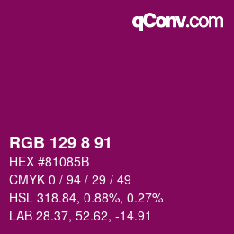 Color code: RGB 129 8 91 | qconv.com