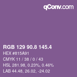 カラーコード: RGB 129 90.8 145.4 | qconv.com