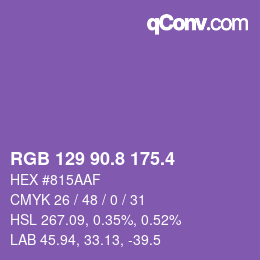 カラーコード: RGB 129 90.8 175.4 | qconv.com