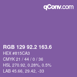 カラーコード: RGB 129 92.2 163.6 | qconv.com