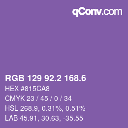 カラーコード: RGB 129 92.2 168.6 | qconv.com
